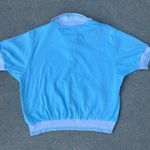 Jantzen Vintage 90s pastel blue tropical fish ringer polo shirt Photo 3