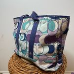 Coach Kyra Scarf Print C Signature Tote Bag Purple Blue Vintage Geometric Medium Photo 1