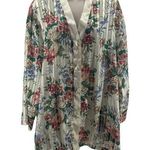 Victoria's Secret Vintage  Gold Label Blouse Floral White Striped Satin Womens L Photo 0