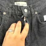 ZARA The Panelled Slim High Rise Slim Fit 4-Pocket Jeans Black Denim Size US 2 Photo 6