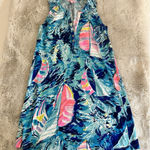 Lilly Pulitzer ‎ Essie Dress Sparkling Blue Hey Bay Bay Sailboat Print Women's XS Photo 0
