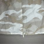 ZARA neutral tan camo linen blend cropped boxy fit short sleeve top size large Photo 4