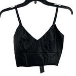 Lulus Black Vegan Leather Cropped Cami Top New Small Photo 1