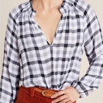 Anthropologie Cloth & Stone By  Sara‎ Plaid Blouse Size XS Photo 0