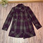 Guess  Womens Vintage Double Breasted Purple Plaid Jacket Button Wool Blend Large Photo 1