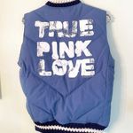 PINK - Victoria's Secret Victoria’s Secret True Pink Love Size XS/Small Blue Down Puffer Vest Full Zipper Photo 4