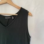 Nina Leonard dark forest green dress midi sleeveless v-neck women's size M rayon Photo 1