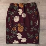 ECI  New York Burgundy Floral Pencil Skirt Size 8 Photo 0