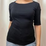 Karen Scott Petite Solid Black Boat Neck 3/4 Sleeve Cotton T-Shirt Size Small Photo 1