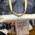 Coach New York Leather Womens Purse Handbag Blue White Satchel Handle Bag Photo 11