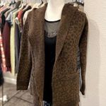 Style & Co  Brown Wool Look Hooded Cheetah Print Cardigan Photo 0