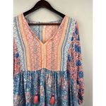 Women’s Sea Bird Size 16 Blue, Orange, & White Floral Blouse Blue Photo 1