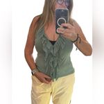 Mine Sexy Ruffled Zip Up Tank Top Size Large Blue Photo 3