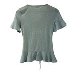 Juicy Couture  Blouse Womens XS Ruched Front Top Seafoam Green Short Sleeve Photo 6