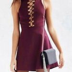 Urban Outfitters Maroon Lace Up Front Dress Photo 0