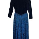 Misty Lane 80s Velvet Floral Dress 7/8 Black Blue Union Made Cosplay Renaissance Size undefined Photo 0