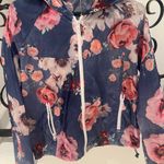 American Eagle  Floral Hooded Windbreaker Rain Jacket Size Photo 3