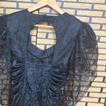 Mayvens Black Ruched Lace Sleeve‎ Dress Size 7 Photo 4