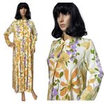 Vintage 60’s unbranded Yellow Floral Maxi Dress & Matching Coat Set medium Photo 1