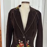 Vintage Y2K corduroy chocolate brown embroidered blazer Size M Photo 5