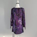Alyn Paige Purple Tie Sleeve Paisley Boho Style Dress M Photo 3