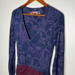 Desigual  Fabiola dress long sleeve maroon tie waist v-neck pattern v-neck small Photo 2