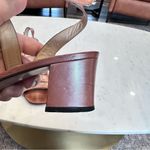 Bottega Veneta  Light Brown Leather Strappy Block Heel Sandal with Gold Buckle 8B Photo 5