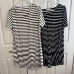 Ours lot of 2 striped short sleeve t shirt dresses size large Black Photo 0