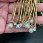 Vintage Unsigned Vendome Multistrand Faux Pearl Gold Mesh Chain Tassel Necklace Photo 14