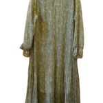 Floral Print Pleated Ruffle Midi Prairie Dress Green Size XS S Photo 3