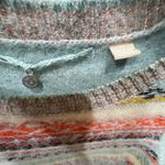 Anthropologie Knitted & Knotted Fuzzy Stripe Eyelash Sweater Pastel Blue Size XS Photo 3