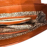 BP . Cognac Faux Leather Crossbody Saddle Bag w/ Animal Print Lining Photo 3