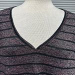 Lane Bryant NWT Black Pink Metallic Sparkle Striped Sleeveless Swing Tank Top Photo 1