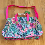 Lilly Pulitzer Palm Weekender Convertible Overnight Duffel Tote Large Travel Bag Photo 0