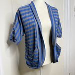 Wet Seal Vintage Y2K  Open Front Striped Blazer Jacket Size Medium Blue Gray Photo 2