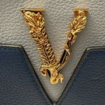 Versace  Virtus Shoulder Bag Blue Color Block with Gold Hardware EUC Photo 9