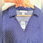 Motherhood MATERNITY navy Blue Polka Dot 1/2 Button Pullover Top S Photo 5