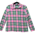 Lands' End  Plaid Fleece Quarter Zip Pullover Sweatshirt Pink Petite Size Medium Photo 0