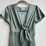 Baltic Born NWT  Poppy Midi Dress Womens M Satin Eucalyptus Sage Green Tie Front Photo 2
