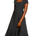 Universal Standard Jenna Stretch Poplin Cotton Ruffled Dress Black Large 22-24 Photo 0