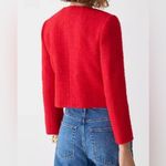 J.Crew  V-neck Lady Jacket in Maritime Tweed red festive size 16 gold button Photo 5