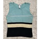 Alfani Vintage 100% Silk Colorblock Blue Black Yellow Knit Tank Top Retro Photo 7