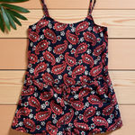 Aerie Red Paisley Print Romper – XS Photo 0