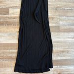 Reformation  Hosby Tie Front Ribbed Knit Black Dress Size L Photo 2