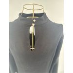 WAYF  Black Long Sleeve Deep V Cutout Bell Sleeve Blouse Size 8 Faux Pearl Button Photo 8