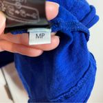 Pilcro Anthropologie  babydoll textured top cropped long sleeve royal blue sz MP Photo 4