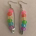 Handmade Rainbow Safety Pin Earrings  Photo 0