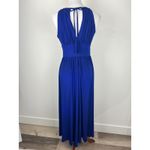 R & M Richards Royal Blue Beaded Halter Maxi Dress Formal Evening Gown Size 6 Photo 2