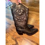 Steve Madden Womens bronze Leather Western Cowboy Boots Studded Harness Detail Pointed Toe 6 Photo 4
