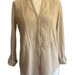 Lucky Brand  Boho Tan Beige Blouse Small S Photo 0